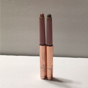 Mally Eyecolor Matte Shadow Sicks and pink stripe makeup bag